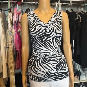 Jostar Vintage Black & White Zebra Print Top